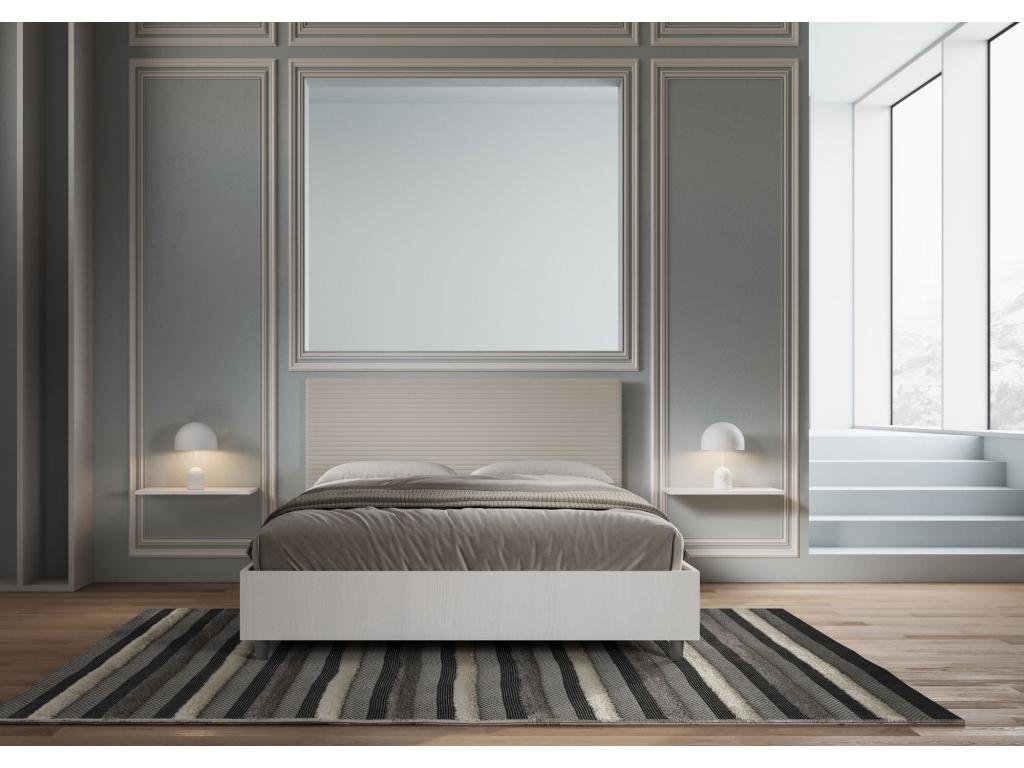 Lit sans sommier 160x200 structure frêne blanc tête de lit similicuir Boislis Level BTCW77999
