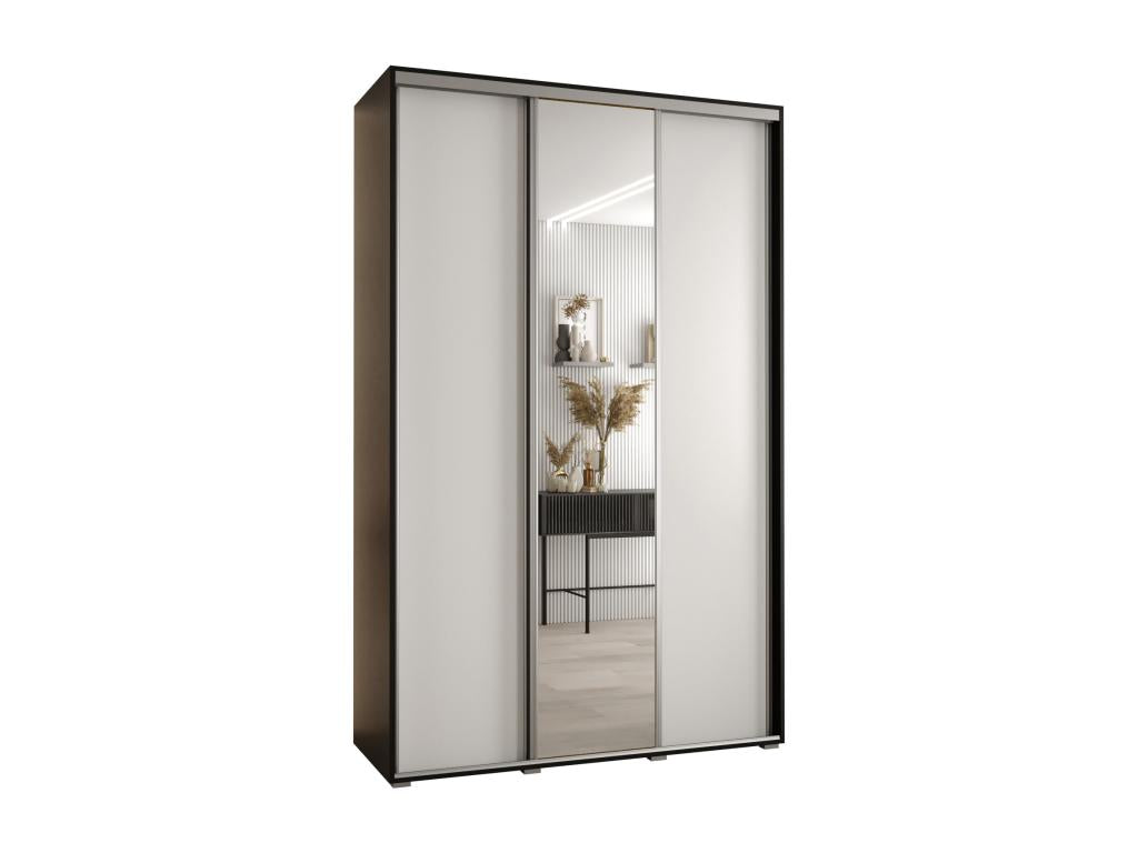 ARMOIRE Boislis 3 À PORTES COULISSANTES 235.2/150/60 3 portes Noir/Blanc/Argent KXGZ65800