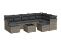 Salon de jardin avec coussins 10 pcs gris résine tressée IEDK82472