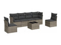 Salon de jardin avec coussins 7 pcs gris résine tressée XQUR31122