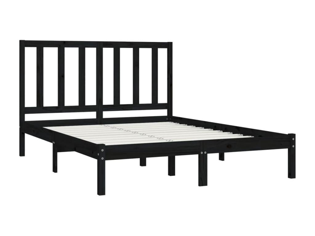 Cadre de lit Noir Bois de pin massif 140x190 cm XAMA71046