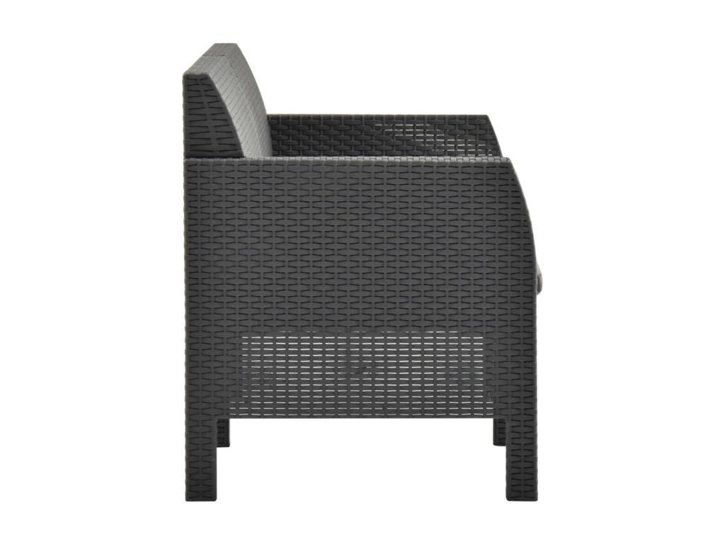 Canapé à 2 places de jardin avec coussins Anthracite PP HKFC60727
