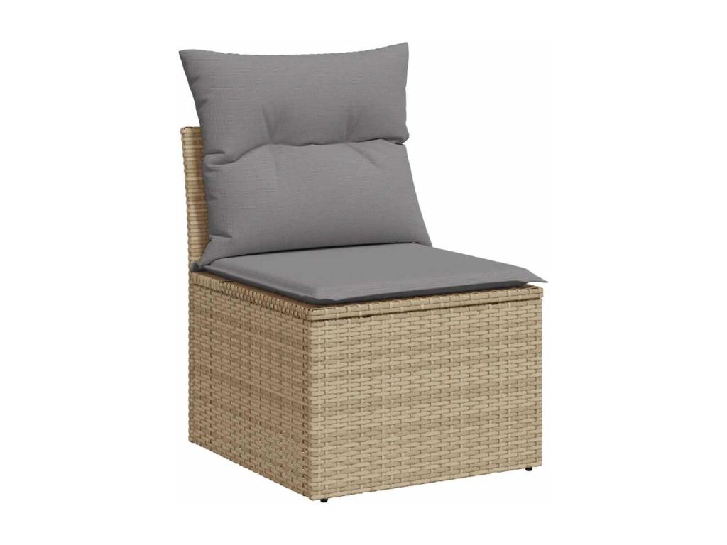 Salon de jardin avec coussins 7 pcs beige résine tressée DEJV63480