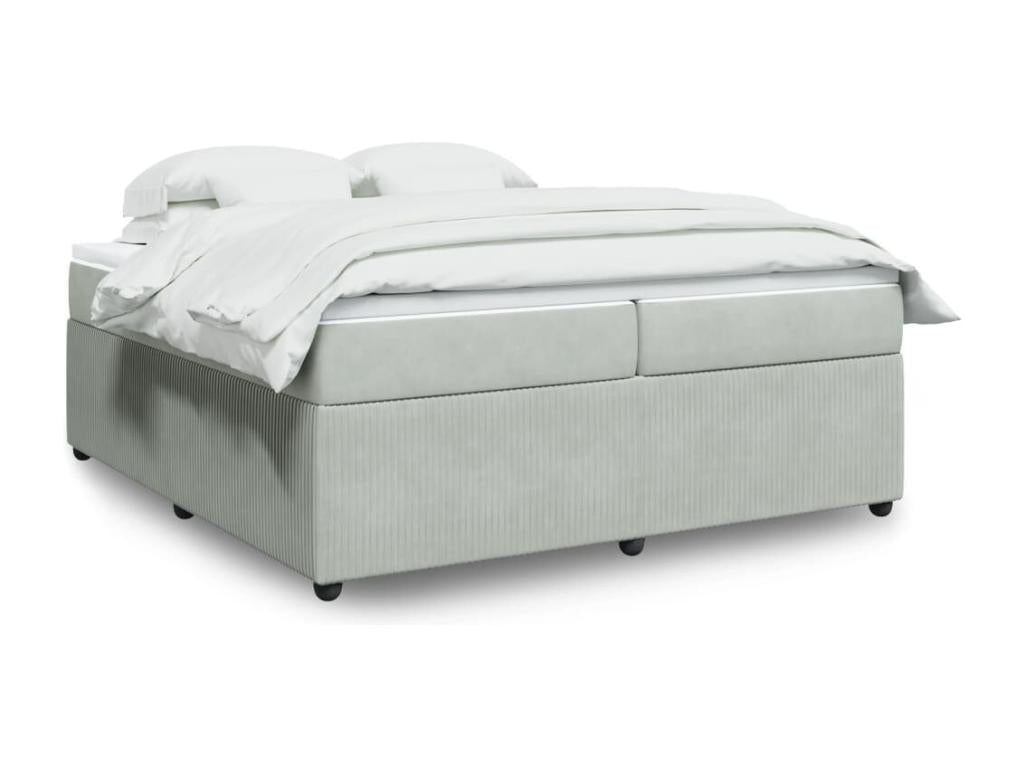 Sommier à Boislis de lit et matelas Gris clair 200x200cm Velours PFOZ10950