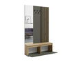 Meuble d'entrée avec porte-manteau et miroir 120 cm - chêne clair et gris anthracite - Collection Boislis WVCJ48670