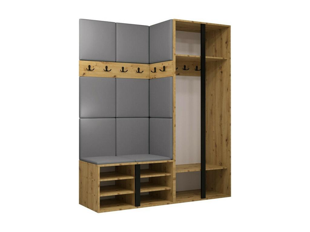 Meuble d'entrée Boislis 278 186x158x46cm Miroir Blanc Tapisserie - Stratifié LPUG34960