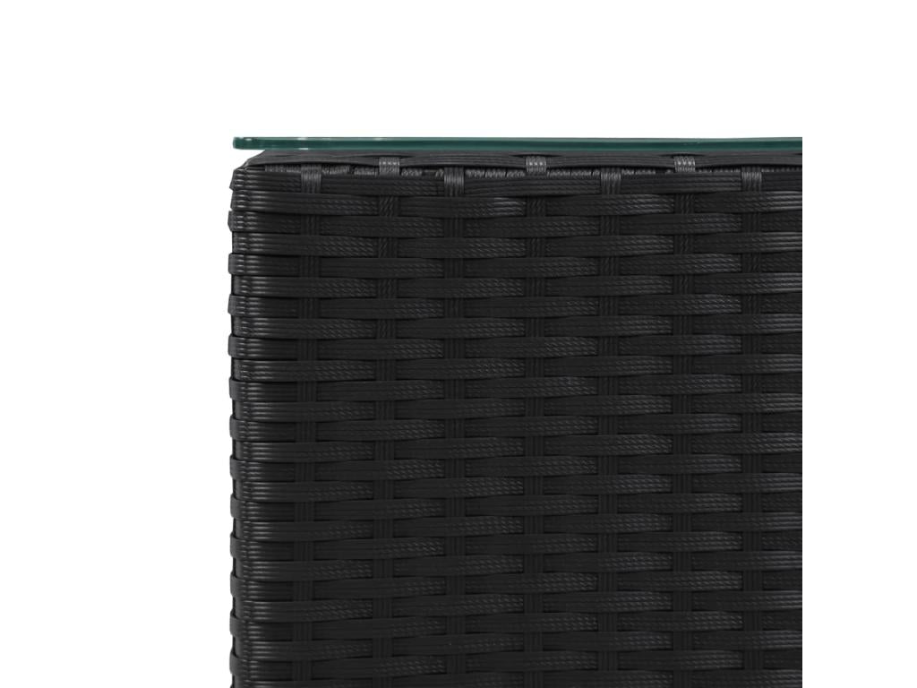 Table d'appoint à dessus en verre Noir 35x35x52 cm Poly rotin BEIM29169