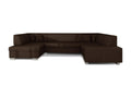 Canapé convertible panoramique simili cuir marron avec coffre de rangement Boislis 320cm-Coffre de rangement à gauche TMGL32928