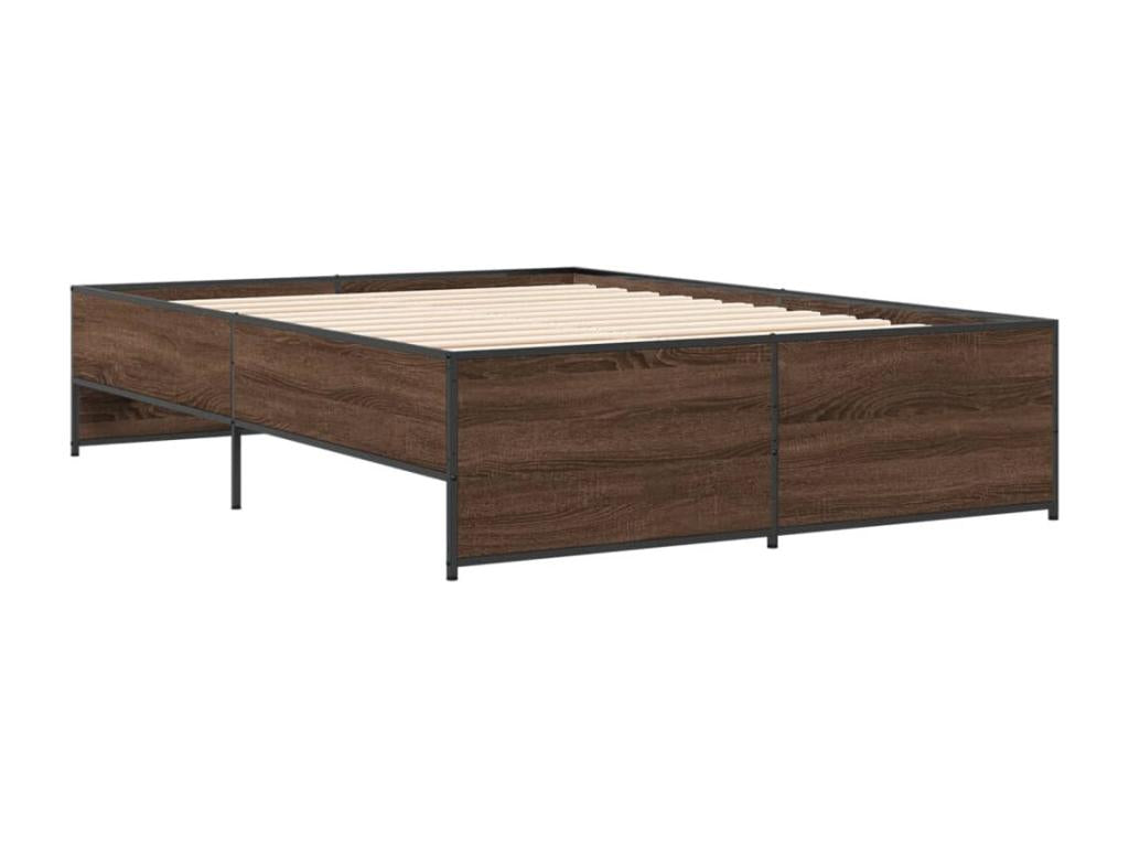Cadre de lit chêne marron 120x200 cm bois d'ingénierie et métal SEQH10133
