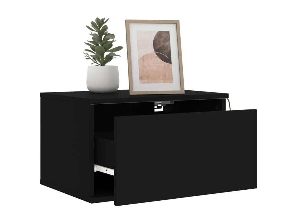Tables de chevet murales avec Boislisères LED 2 pcs noir ARDT36921