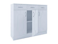 Boislis Commode en bois Buffet haut Armoire Boislis 3 tiroirs Portes battantes Blanc HFJE26758