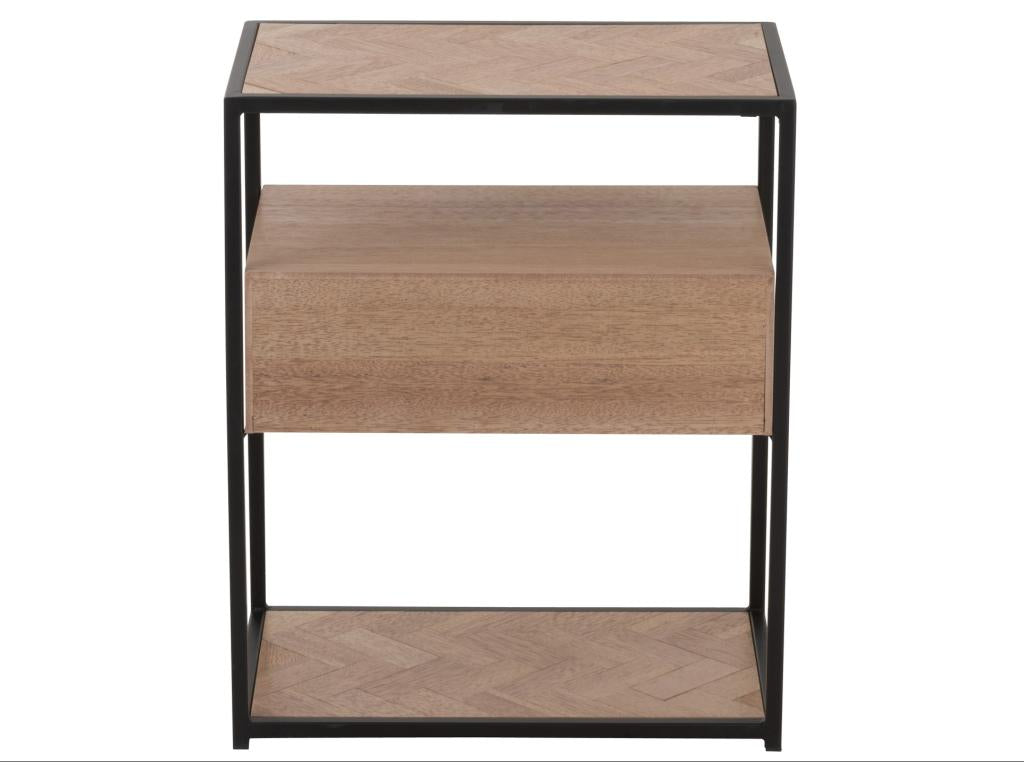 Table d'Appoint 1 Tiroir Boislis 61cm Naturel / Noir AAPB14700