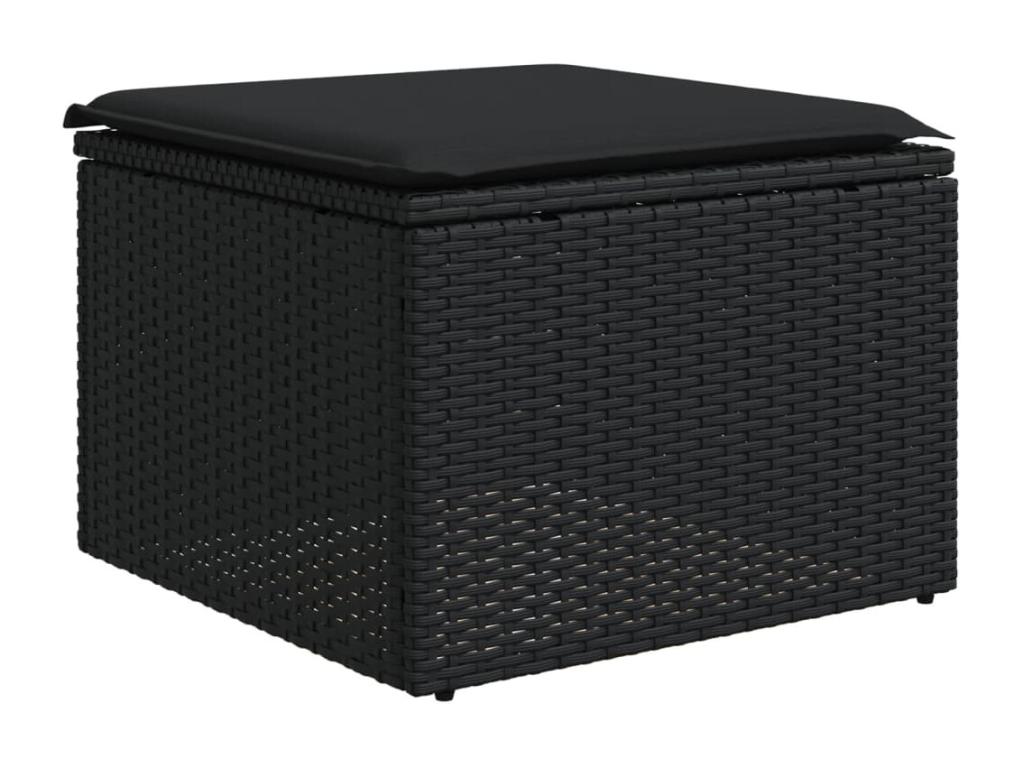 Salon de jardin 4 pcs avec coussins noir résine tressée QFXV14784
