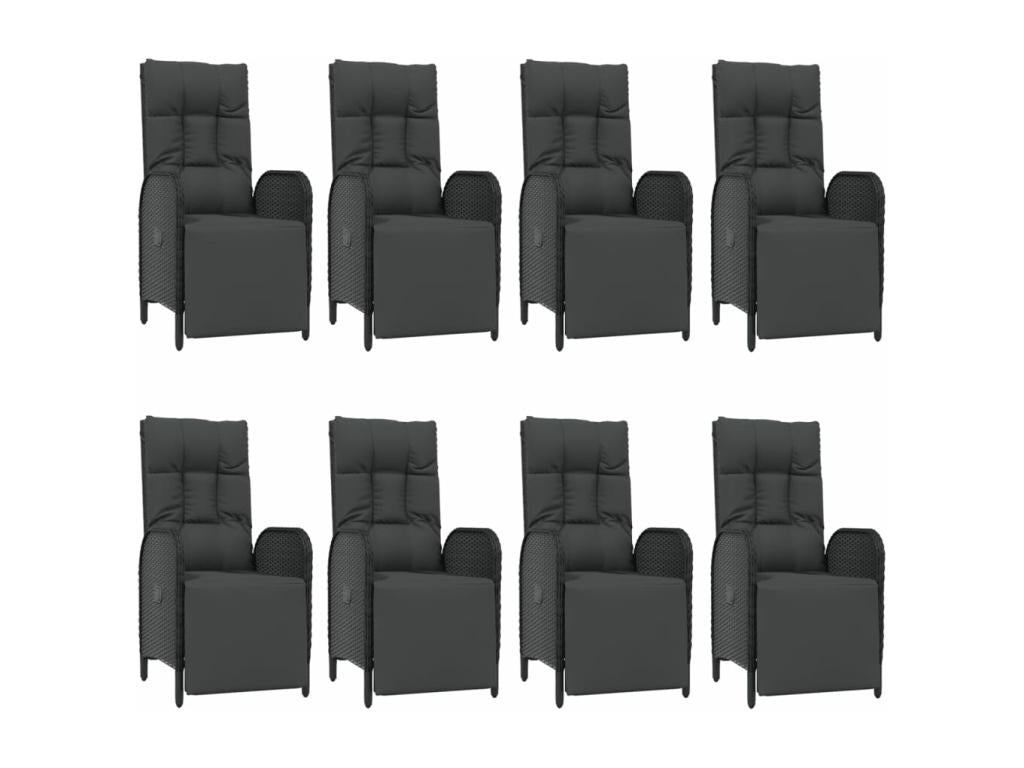 Mobilier à dîner de jardin 9 pièces et coussins noir résine tressée EVRC64339
