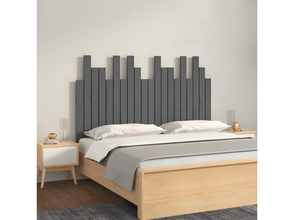 Tête de lit murale Gris 127,5x3x80 cm Bois massif de pin DFMT96242