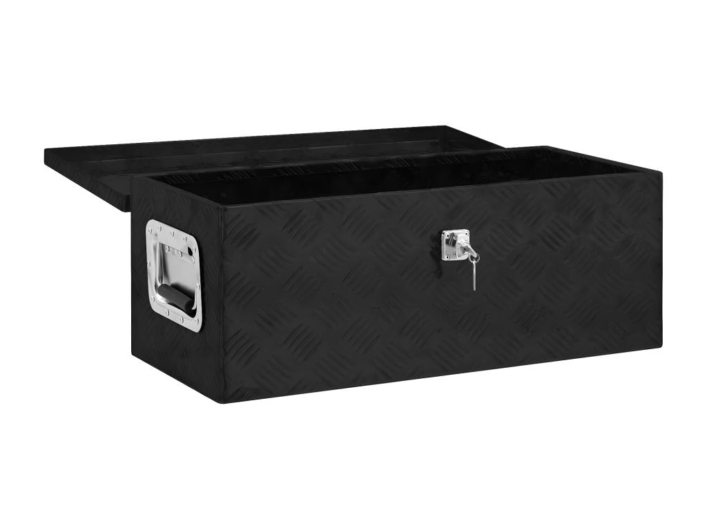 Boislis Premium - Boîte de rangement Noir 70x31x27 cm Aluminium UIKG60223