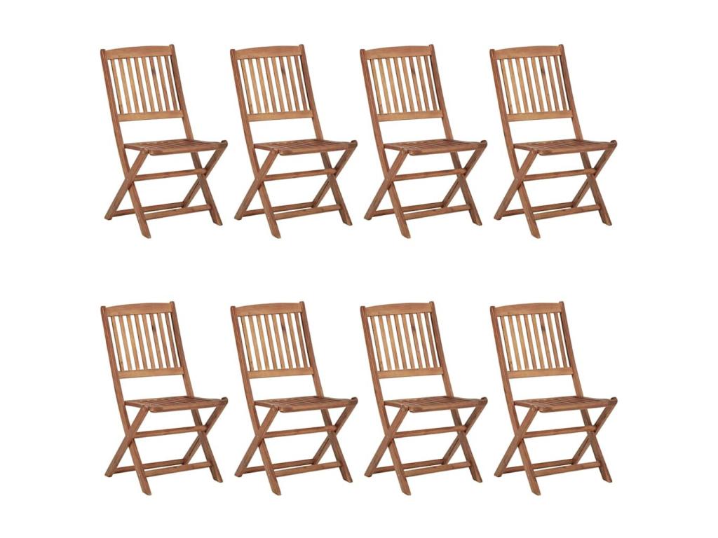 Chaises pliables de jardin lot de 8 avec coussins Bois d'Boislis FSZP41443