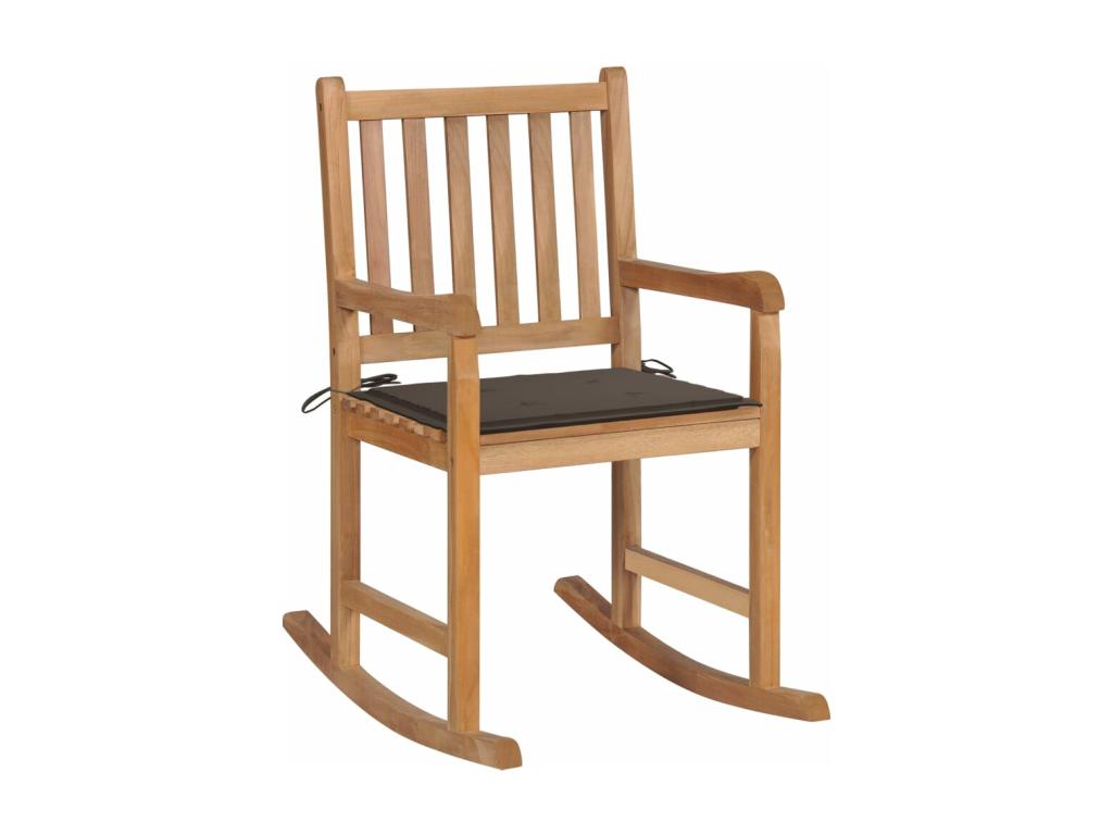 Chaise à bascule avec coussin Boislis Bois de teck solide OVRJ53186