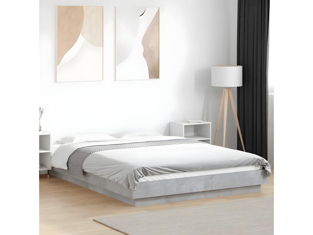 Cadre de lit sans matelas gris béton 120x190 cm PODZ30423