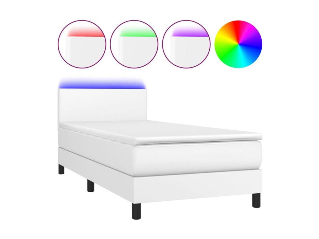 Sommier à Boislis de lit avec matelas et LED Blanc 80x200 UDGR02977