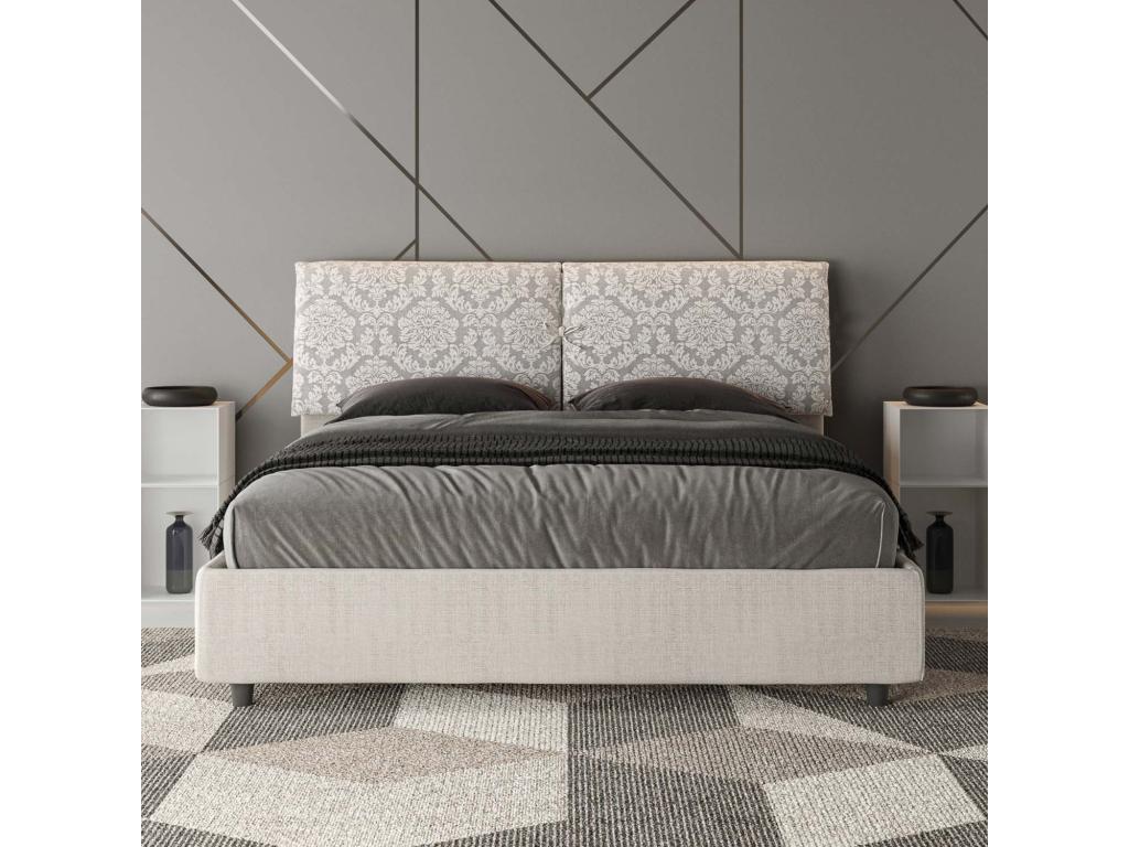 Lit coffre rembourrée 160x200 tissu Boislis 1 blanc Boislis BRUJ69148