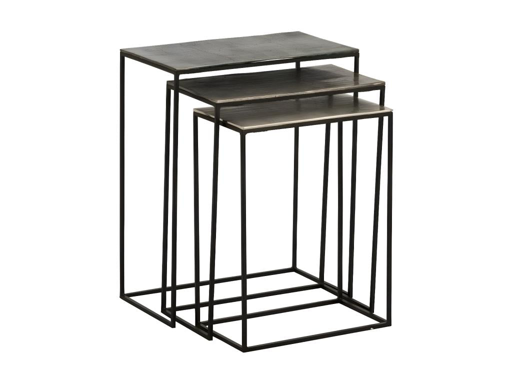 Lot de 3 Tables Gigognes Design Mobenze 65cm Noir RSPB80576