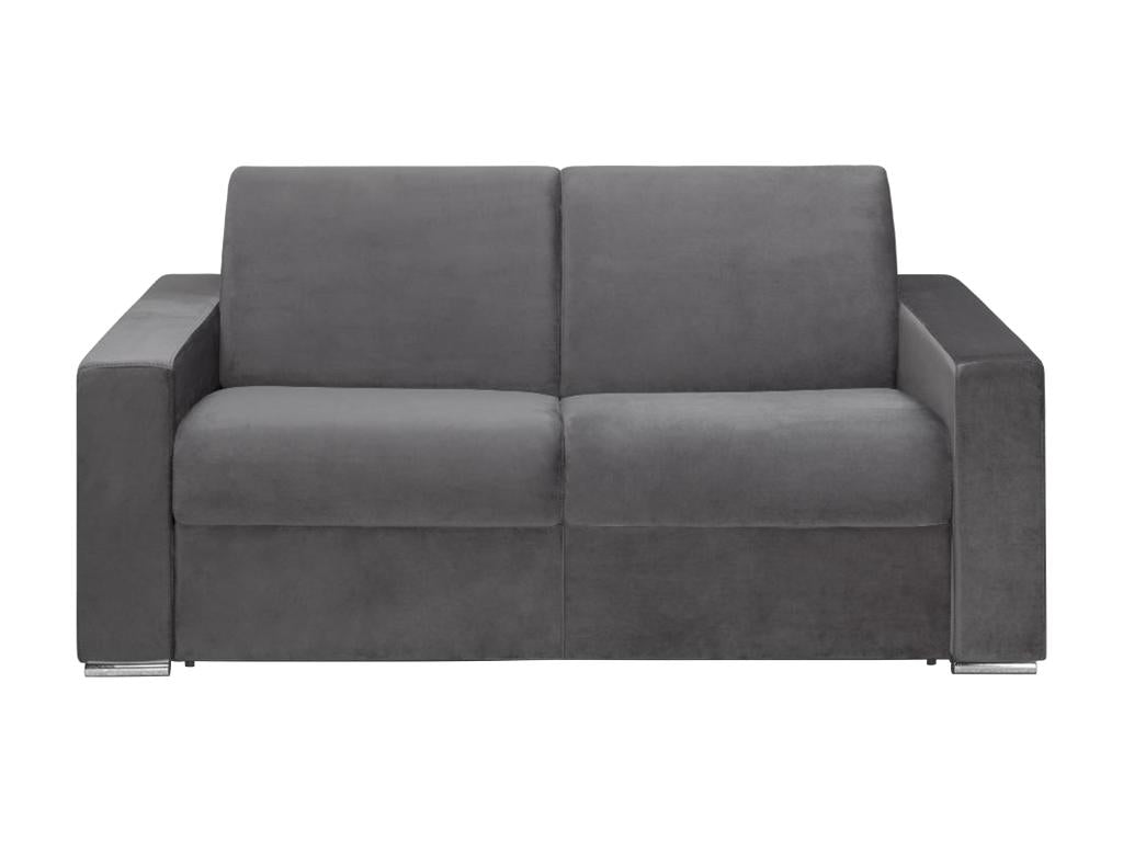 Canapé 2 places convertible express en velours anthracite - Couchage Boislis larges 120 cm - Matelas 14 cm avec mémoire de forme Boislis AJQZ60947
