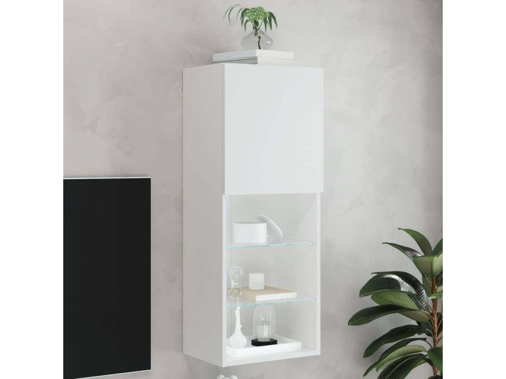 Meuble TV avec Boislisères LED blanc 40,5x30x102 cm DHYI26399