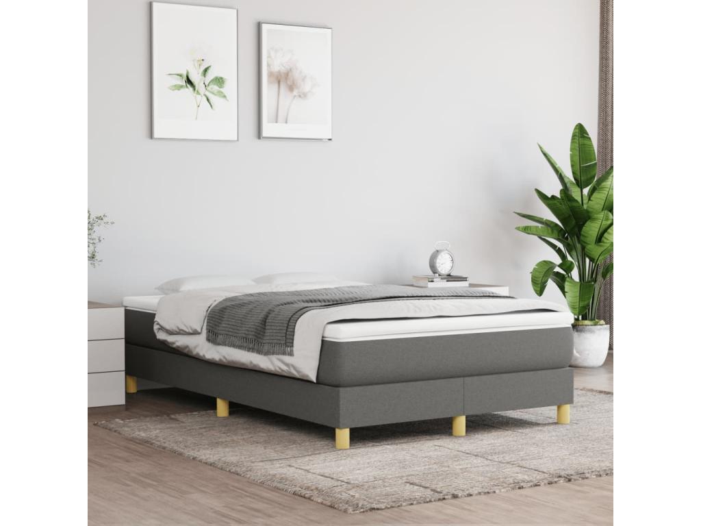 Sommier à Boislis de lit avec matelas gris foncé 120x190cm tissu DPSM33566