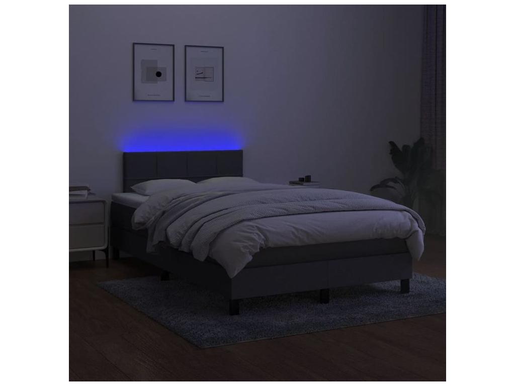 Sommier à Boislis de lit et matelas et LED Gris foncé 120x200 JDPR54361