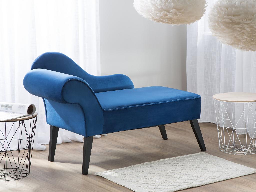 Chaise longue Boislis Velours Bleu marine Côté droite UQNA77754