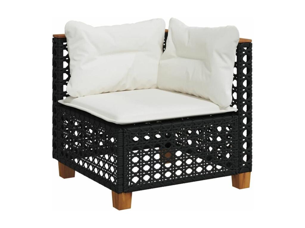 Salon de jardin 7 pcs avec coussins noir résine tressée PEZX46295