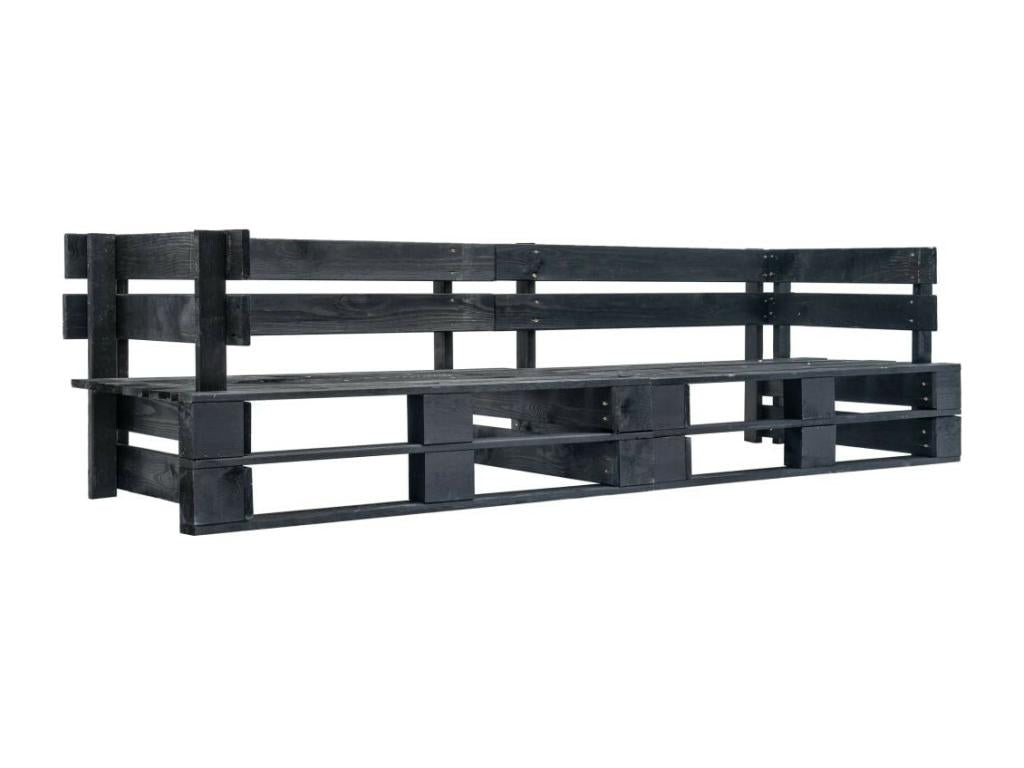 Canapé palette à 2 places de jardin Noir Bois JJNJ65754