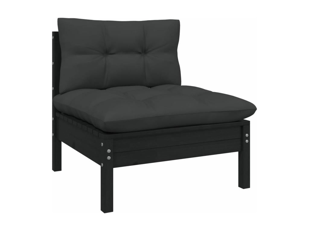 Salon de jardin 5 pcs avec coussins Noir Mobenze de pin 2 WNDZ21277