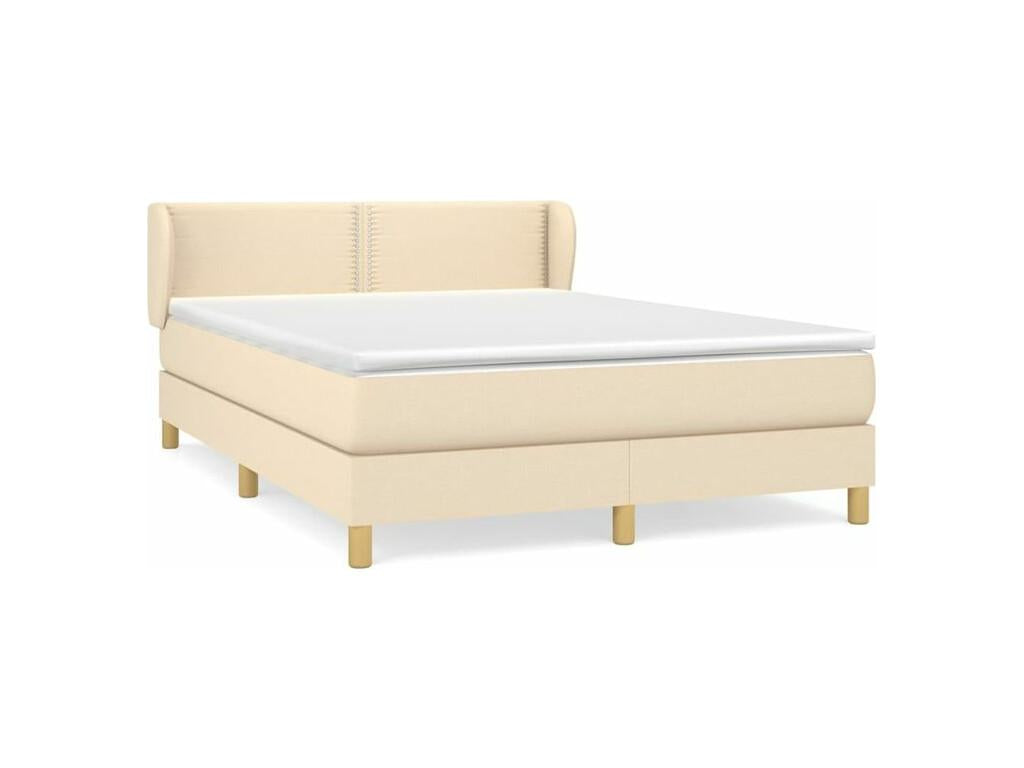 Sommier à Boislis de lit avec matelas Crème 140x190 Tissu DRCG60684