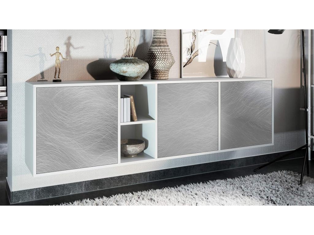 Corps En Blanc Mat/façades Métal Rêche LxHxP 182x53x35 cm OJZV97793