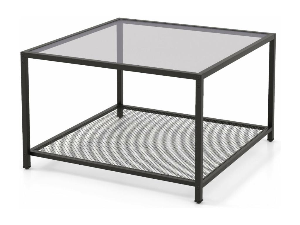 Basse carrée en verre métal 70x70x45 cm 20 0007873 CFET06275