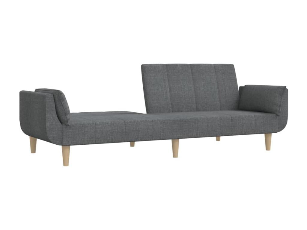 Canapé-lit à 2 places avec deux oreillers gris clair tissu JIIT03628