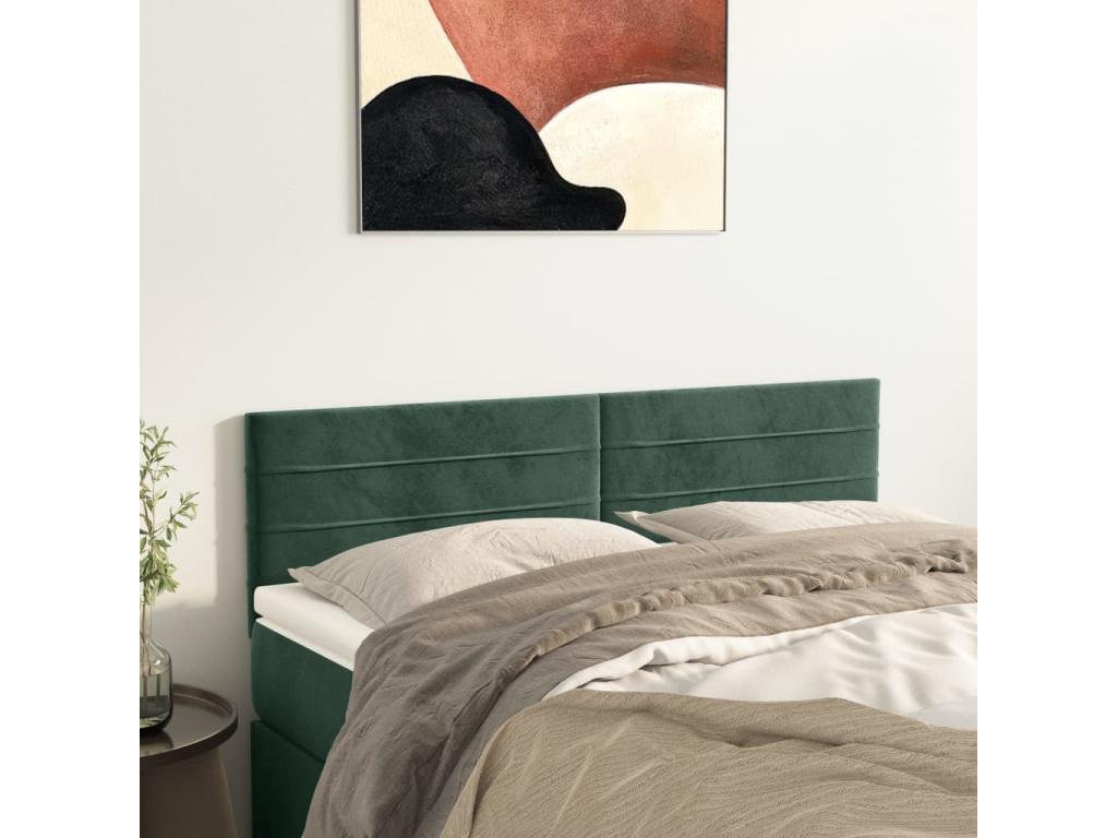 Tête de lit 2 pièces Vert foncé 72x5x78/88 cm Velours RACM08969