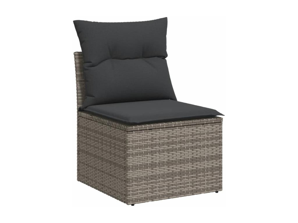 Salon de jardin avec coussins 7 pcs gris résine tressée AZZC50840