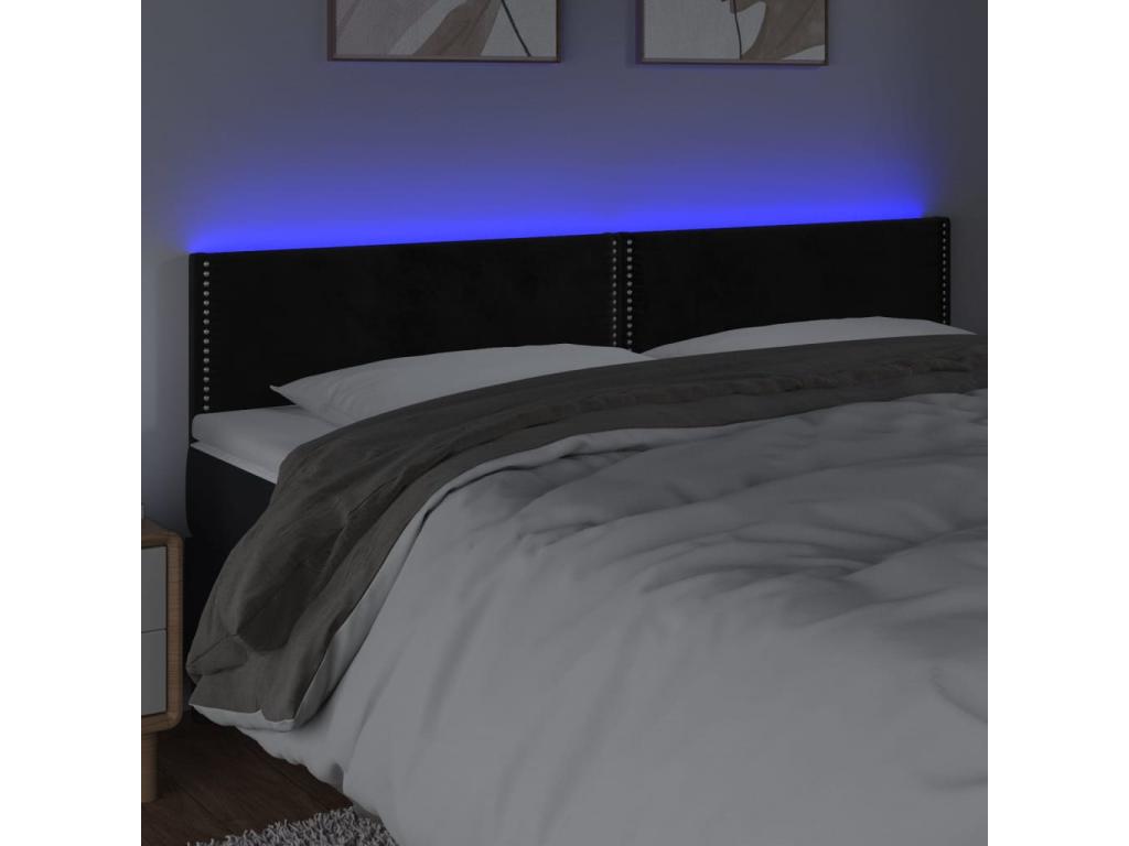 Tête de lit à LED Noir 180x5x78/88 cm Velours KEKM97891
