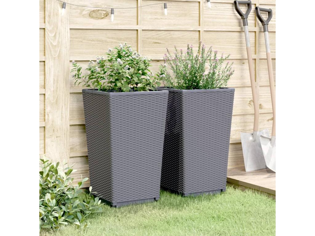 Jardinières 2 pcs gris 32.5x32.5x57 polypropylène HYLZ82038