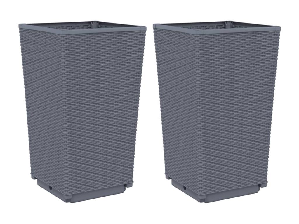 Jardinières 2 pcs gris 32.5x32.5x57 polypropylène HYLZ82038