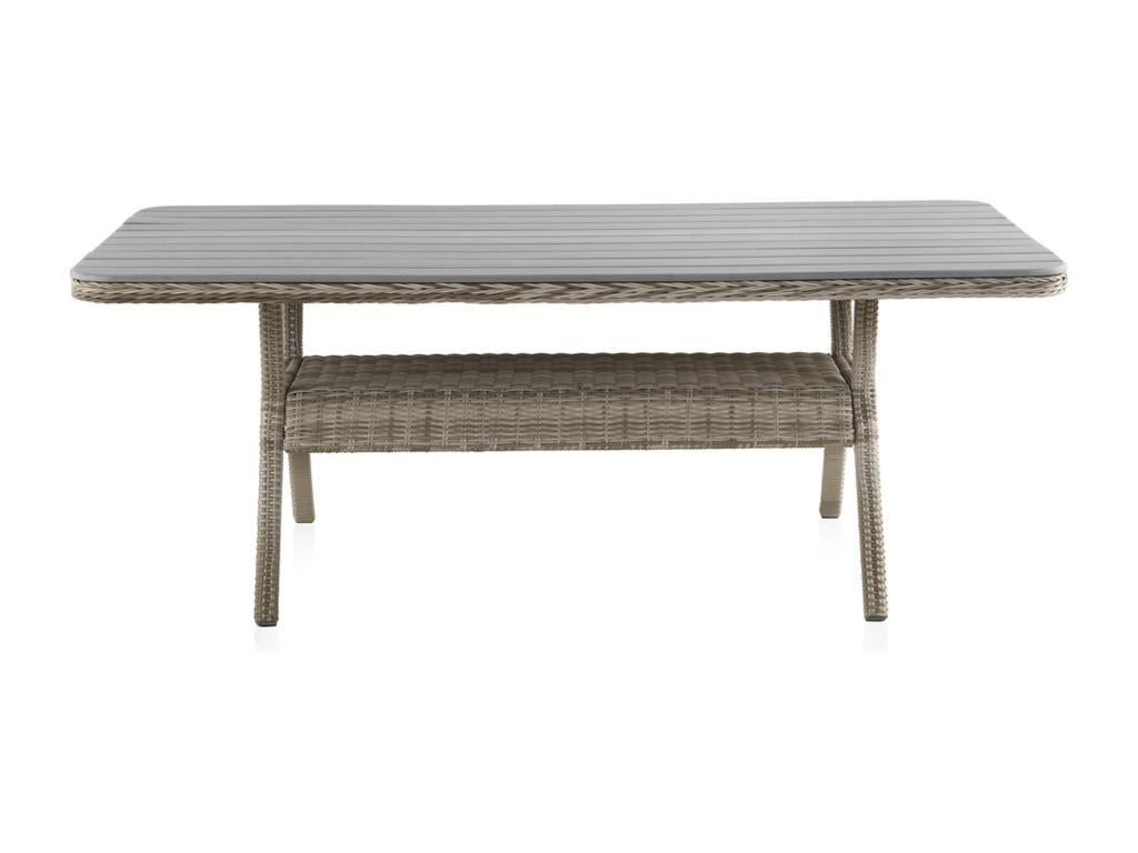 Table fibre d'aluminium marron plateau lames de fibre gris 200x100 SKHV17037