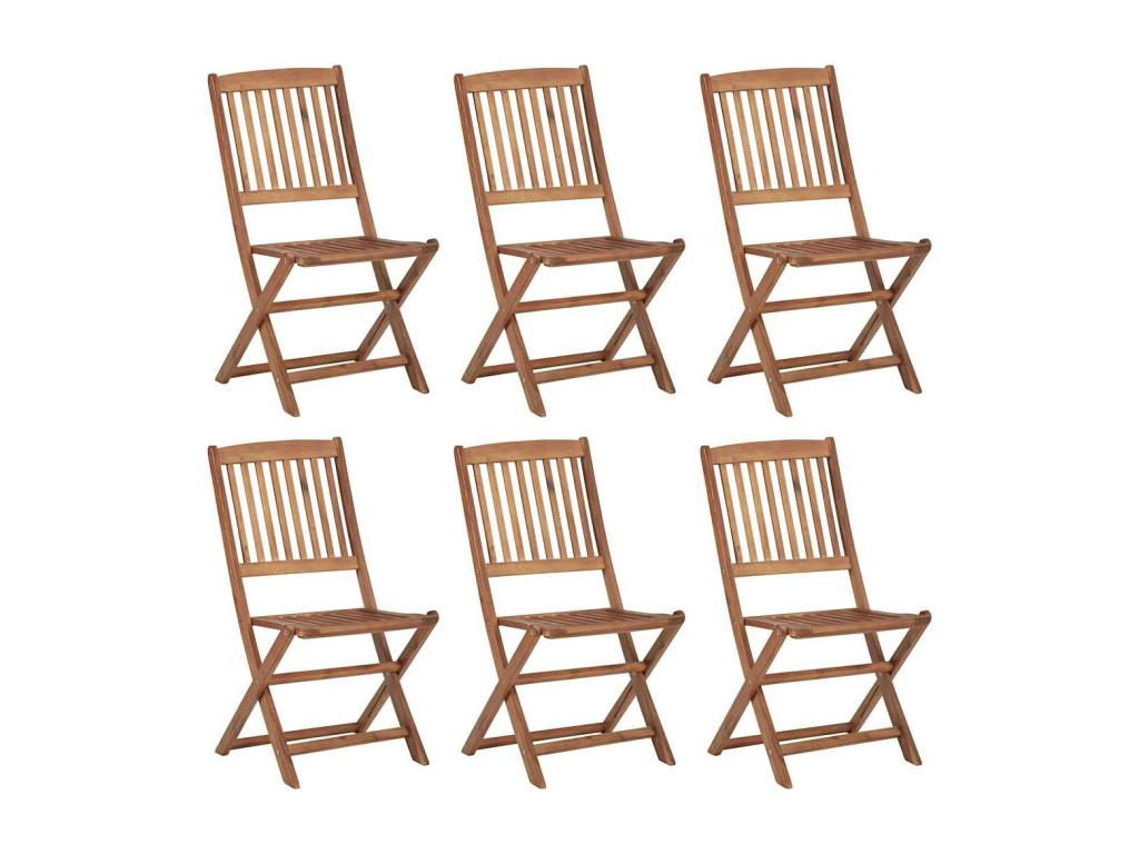 Chaises pliables de jardin lot de 6 avec coussins Bois d'Boislis XYLX24165