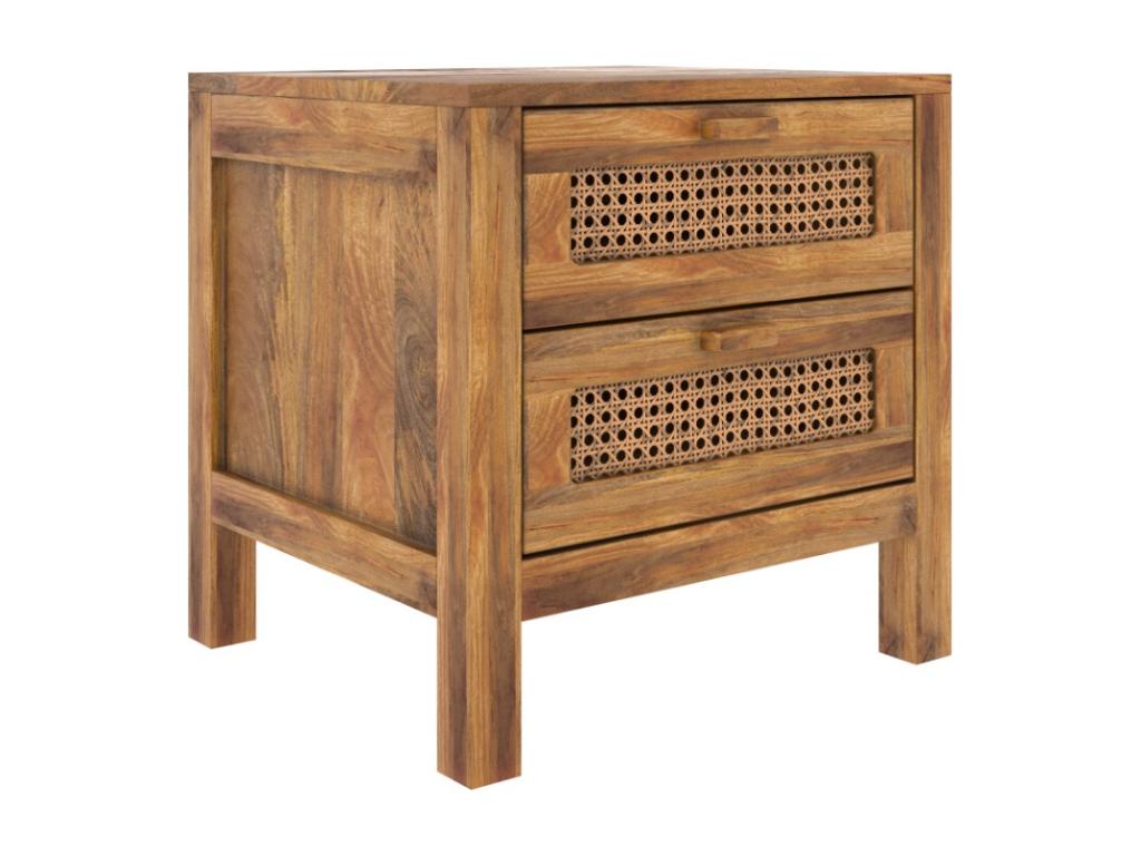 Table de chevet 2 tiroirs en cannage - Boislis GRZS69835