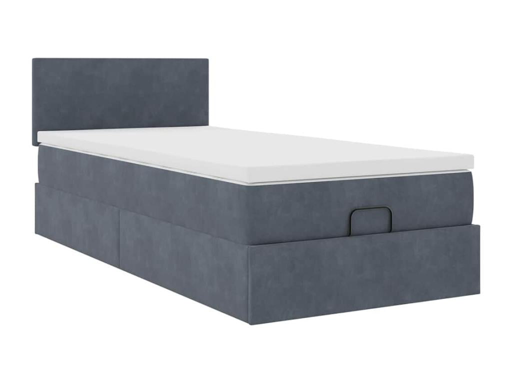 Cadre de lit ottoman avec matelas gris foncé 90x190 cm velours ZHLT36538