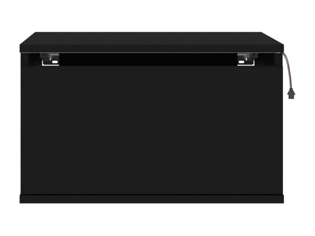 Tables de chevet murales avec Boislisères LED 2 pcs noir ARDT36921