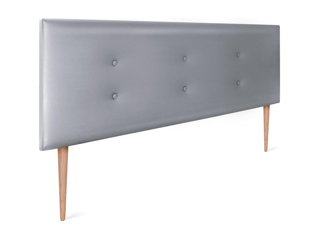 Mobenze Tête de lit similicuir avec 2 Mobenzeées de boutons 160x105cm avec pieds Lits 150/160 - Argent BMAF38819