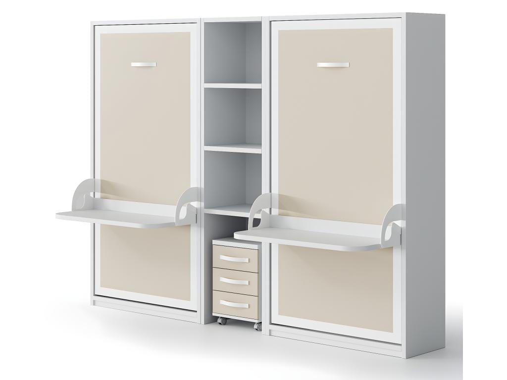 Lit escamotable vertical 140x200 avec bureau Studante-Façade Gris ciment HQWV37525